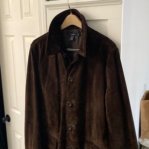 Dark Brown J.Crew Suede Leather Coat in size Medium